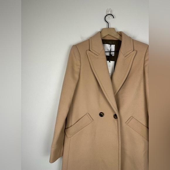 MNG Lapels Pale Pink Sustainable Wool Trench Coat Women’s Sz M NWT - Picture 3 of 11